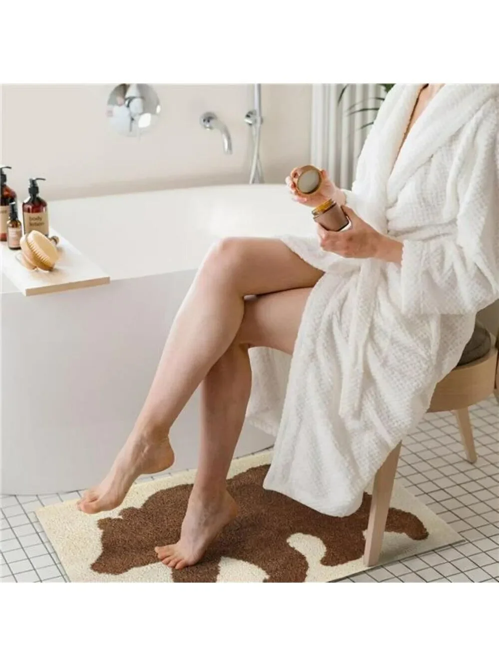 Rustic Bear Bathroom Rug Non Slip Cabin Lodge Farmhouse Soft Absorbent Floor Mat